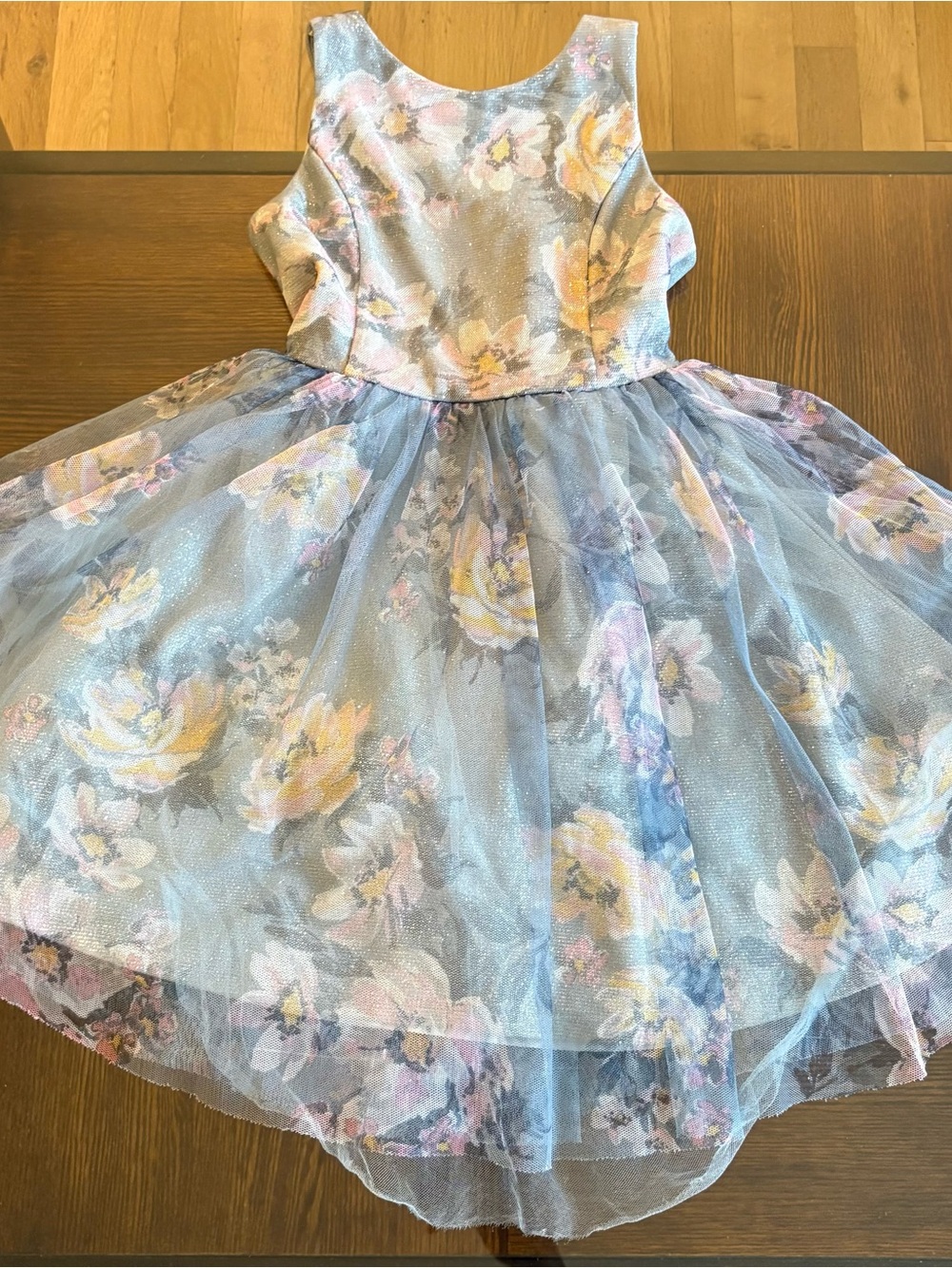 Lilt Girls Blue Floral Tulle Fit & Flare Sleeveless Dress SZ XXS 4/5Party/Formal